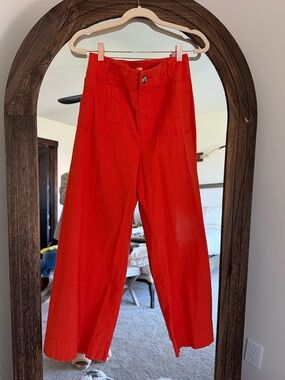 Maeve Wide-Leg Pants in Bright Red
